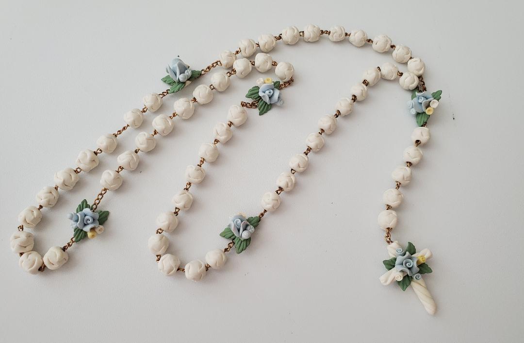 Porcelain Rosary with Blue flowers